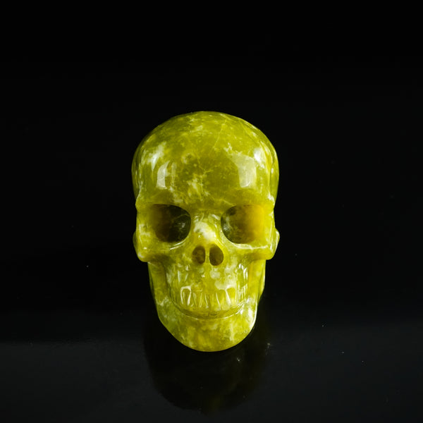 3.0" Serpentine Crystal Skull Carving - Unique Piece #XJ07