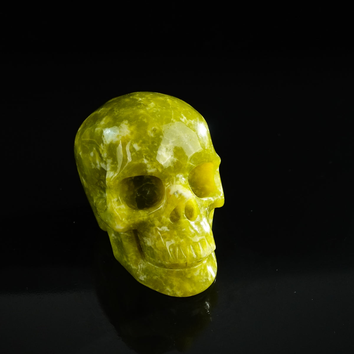 3.0" Serpentine Crystal Skull Carving - Unique Piece #XJ07