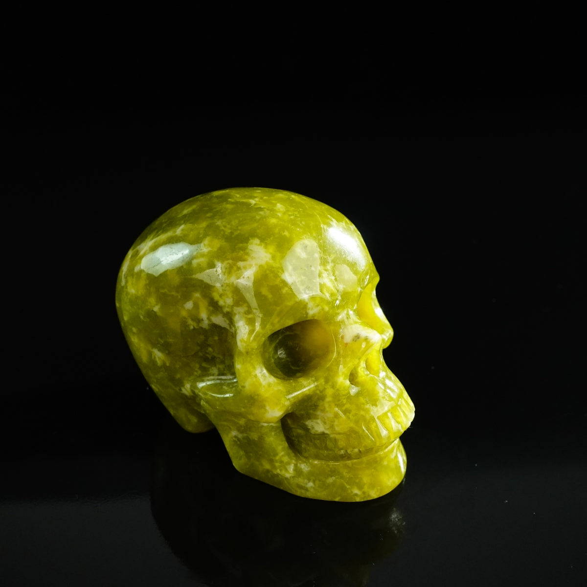 3.0" Serpentine Crystal Skull Carving - Unique Piece #XJ07