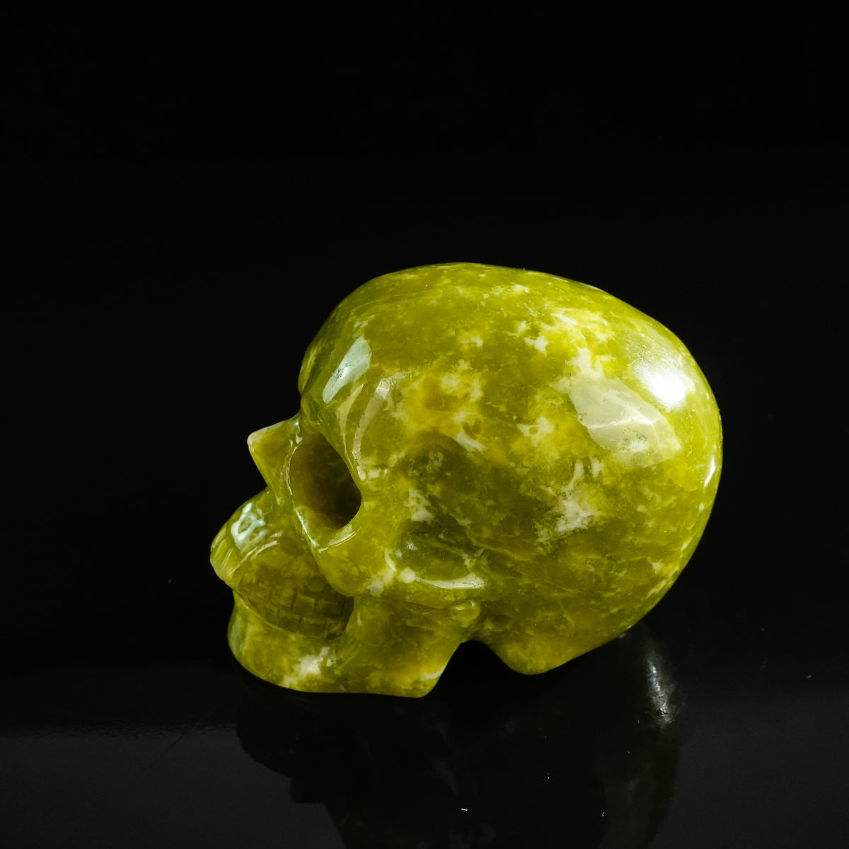 3.0" Serpentine Crystal Skull Carving - Unique Piece #XJ07