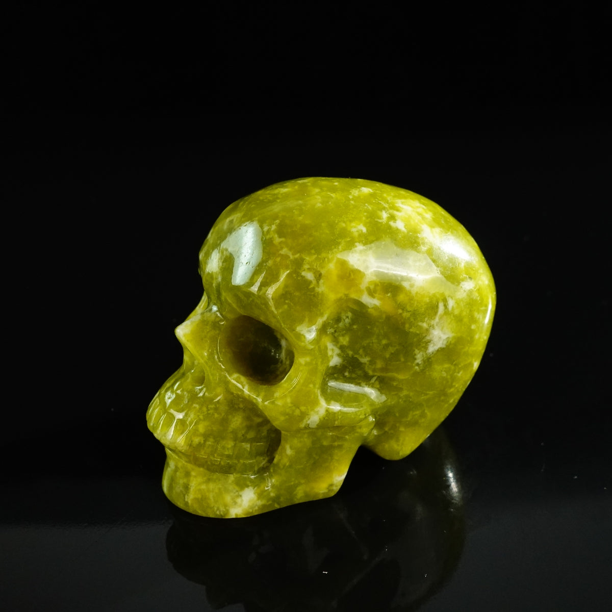 3.0" Serpentine Crystal Skull Carving - Unique Piece #XJ07