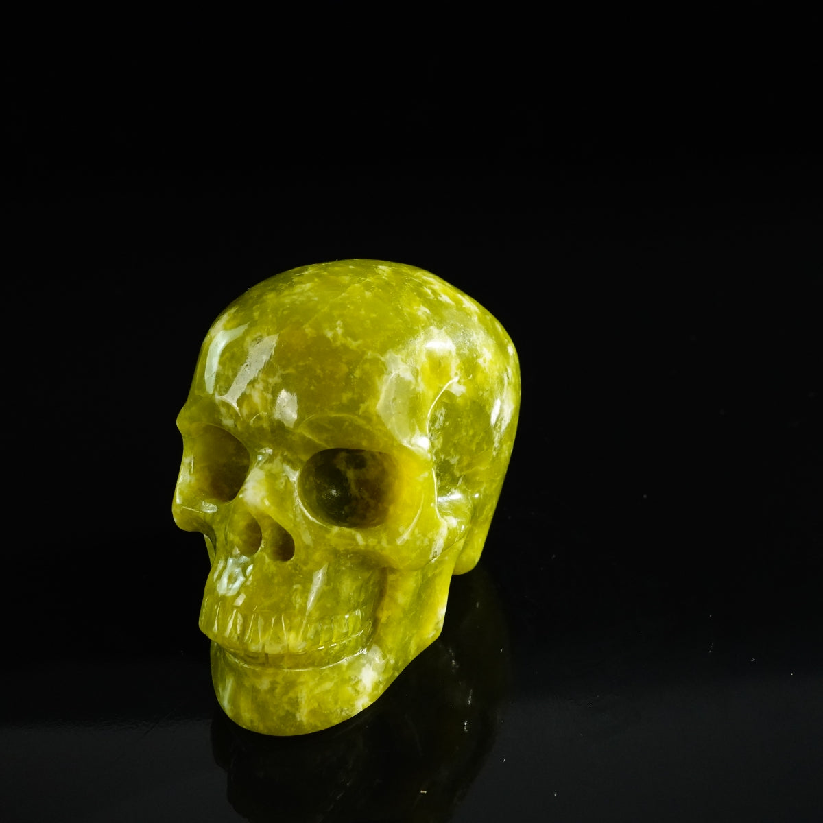 3.0" Serpentine Crystal Skull Carving - Unique Piece #XJ07