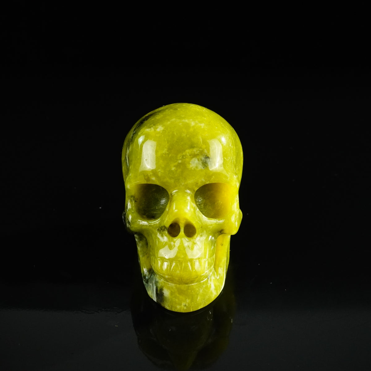 3.0" Serpentine Crystal Skull Carving - Unique Piece #XJ08
