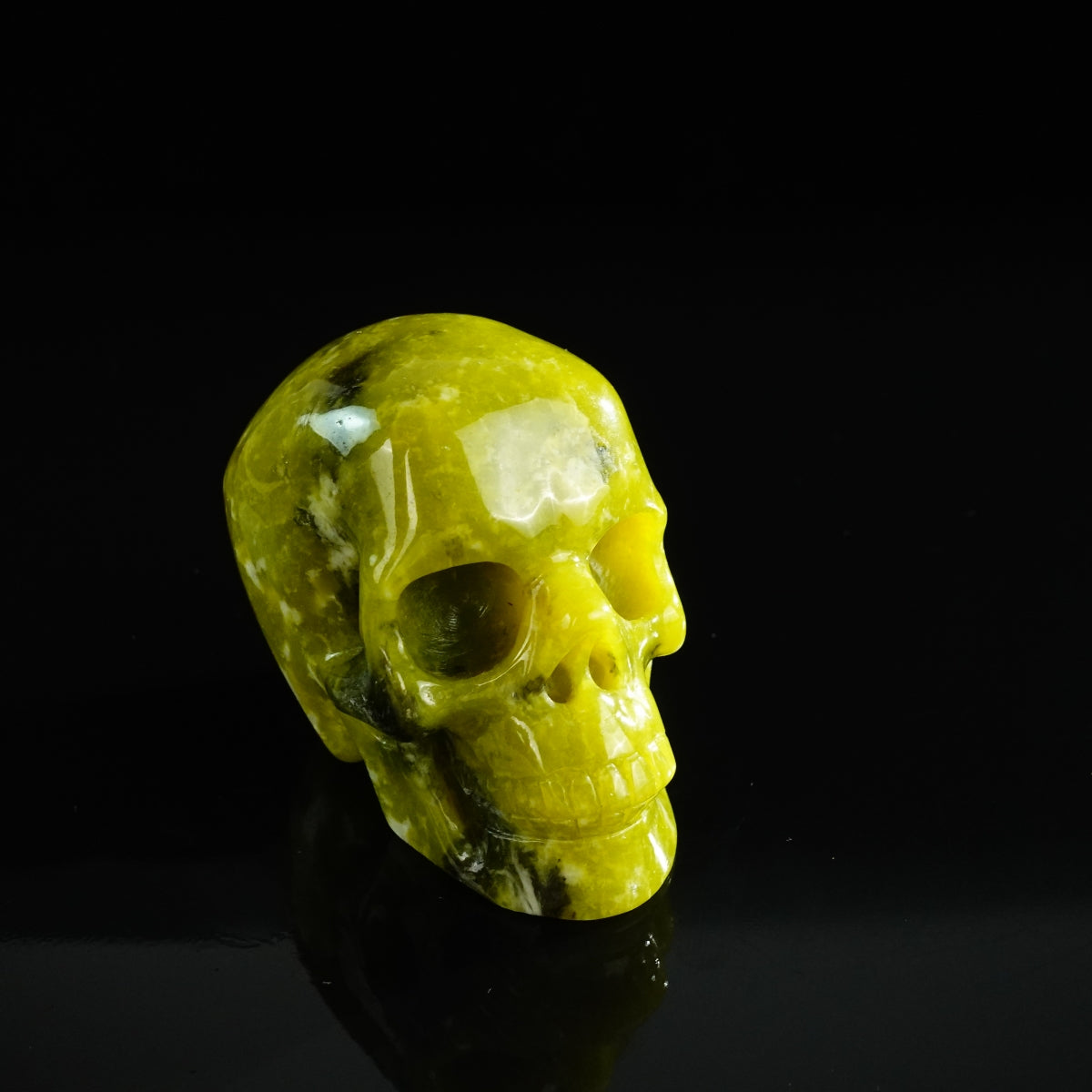 3.0" Serpentine Crystal Skull Carving - Unique Piece #XJ08