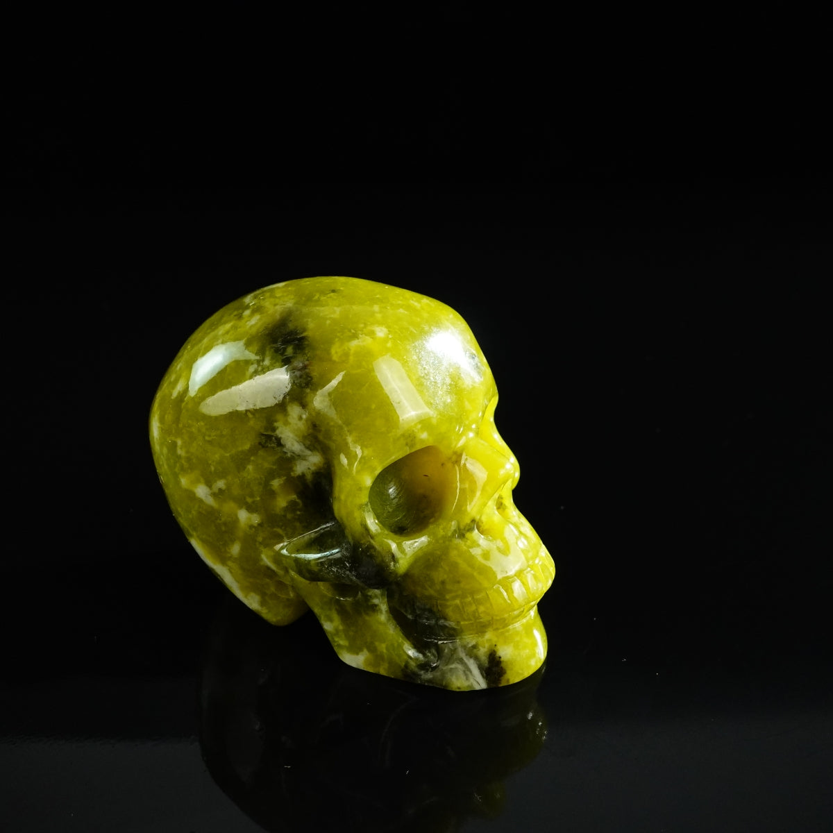 3.0" Serpentine Crystal Skull Carving - Unique Piece #XJ08
