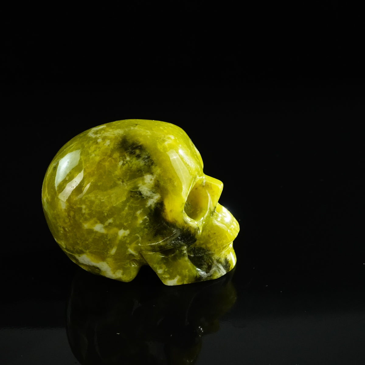 3.0" Serpentine Crystal Skull Carving - Unique Piece #XJ08