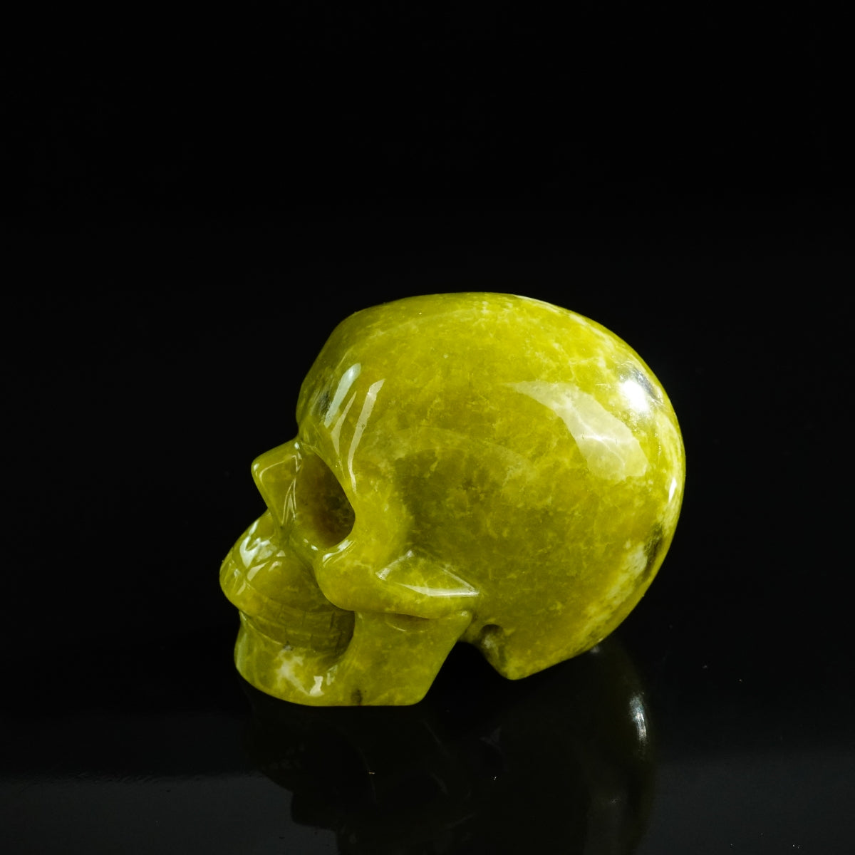 3.0" Serpentine Crystal Skull Carving - Unique Piece #XJ08