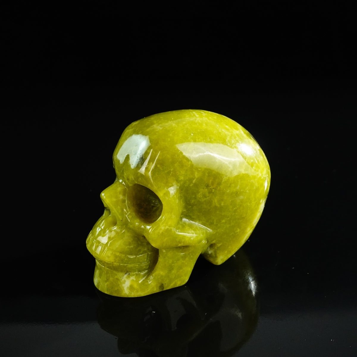 3.0" Serpentine Crystal Skull Carving - Unique Piece #XJ08