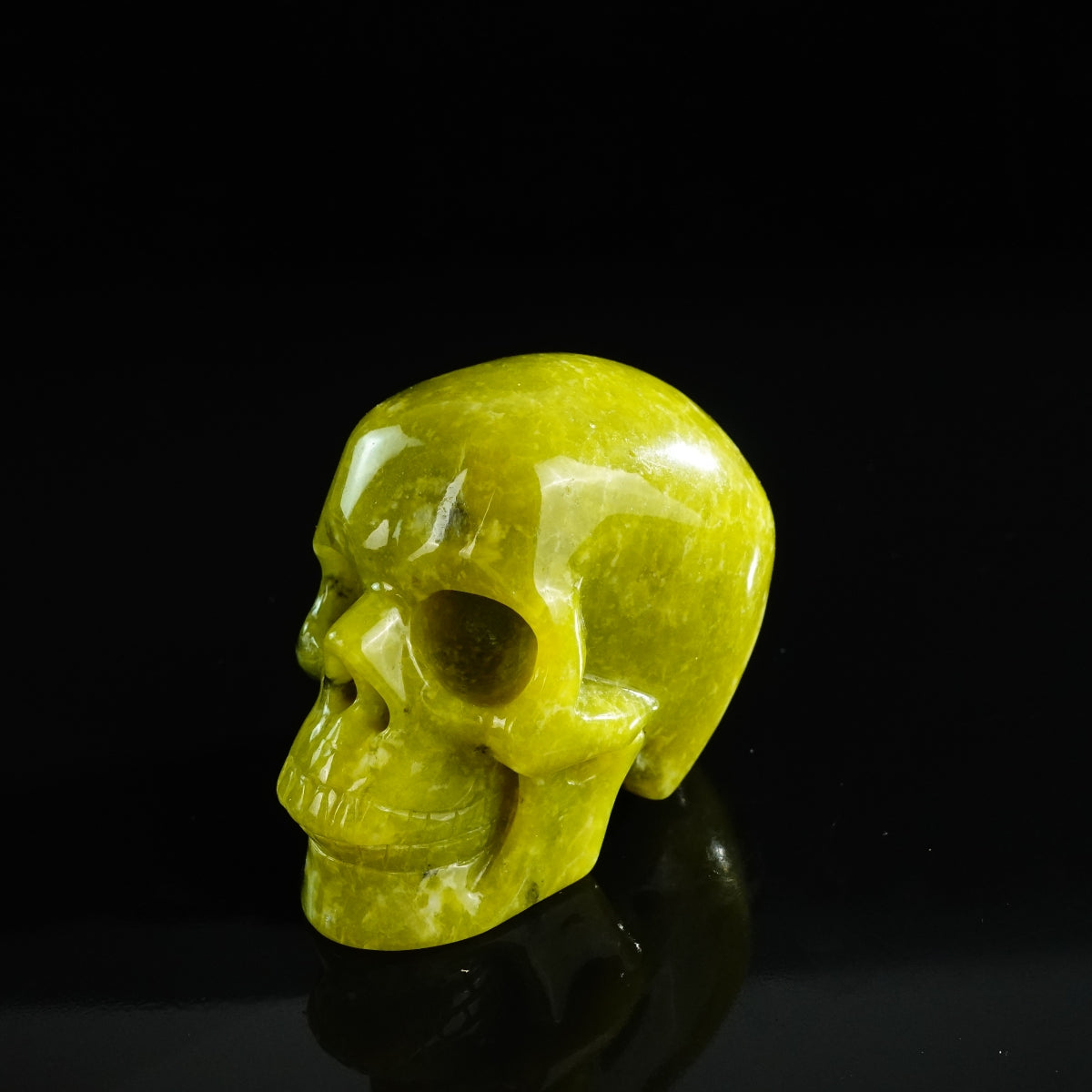 3.0" Serpentine Crystal Skull Carving - Unique Piece #XJ08
