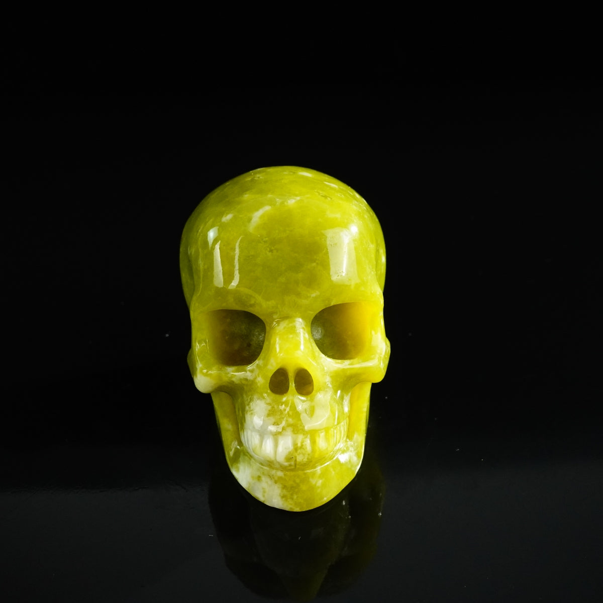 3.0" Serpentine Crystal Skull Carving - Unique Piece #XJ09