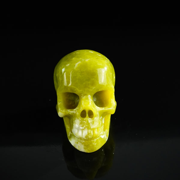 3.0" Serpentine Crystal Skull Carving - Unique Piece #XJ09