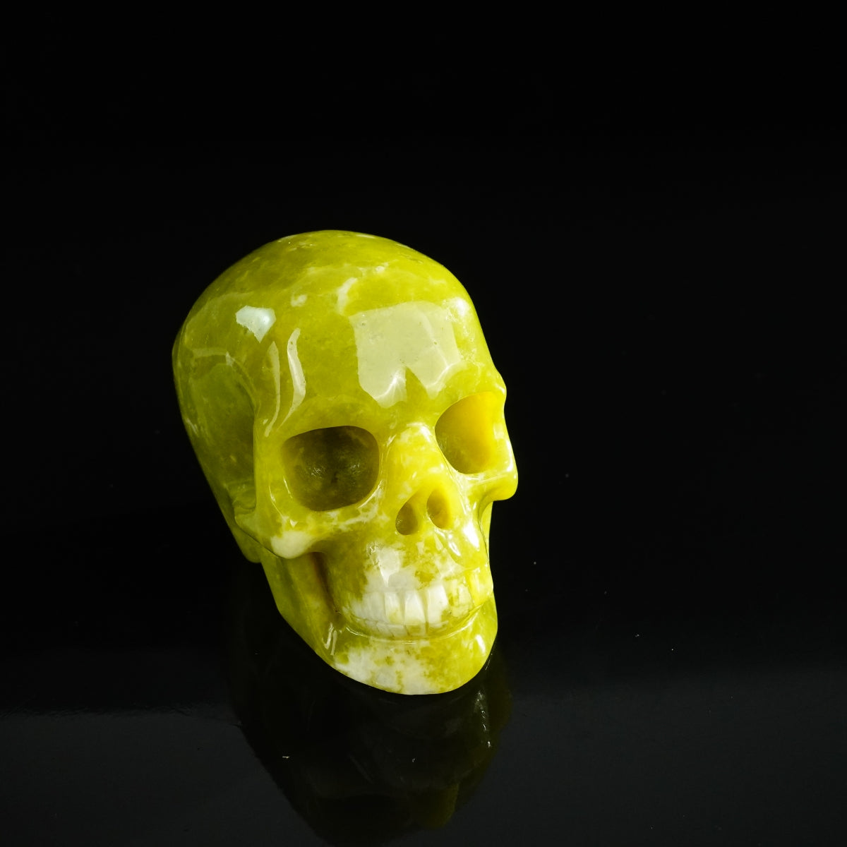3.0" Serpentine Crystal Skull Carving - Unique Piece #XJ09