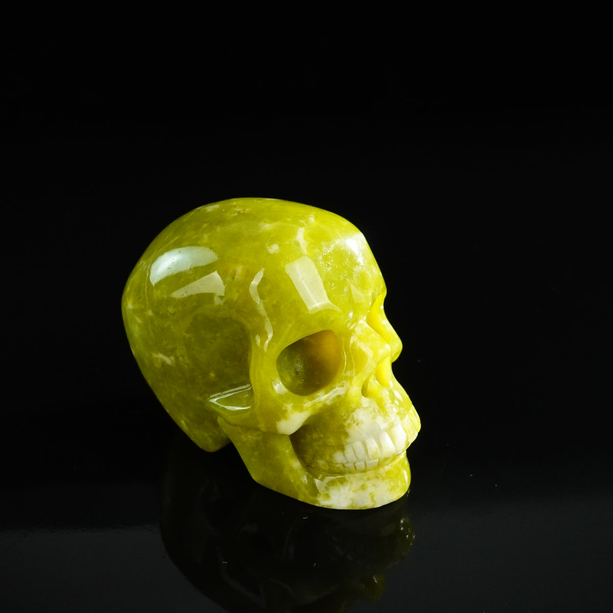 3.0" Serpentine Crystal Skull Carving - Unique Piece #XJ09