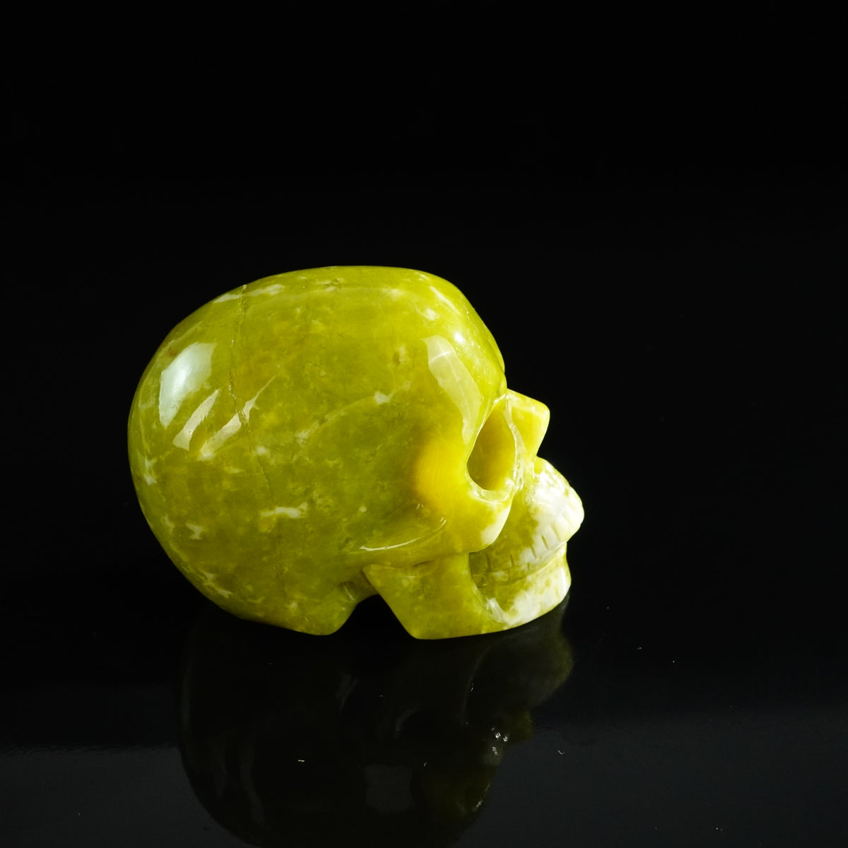 3.0" Serpentine Crystal Skull Carving - Unique Piece #XJ09