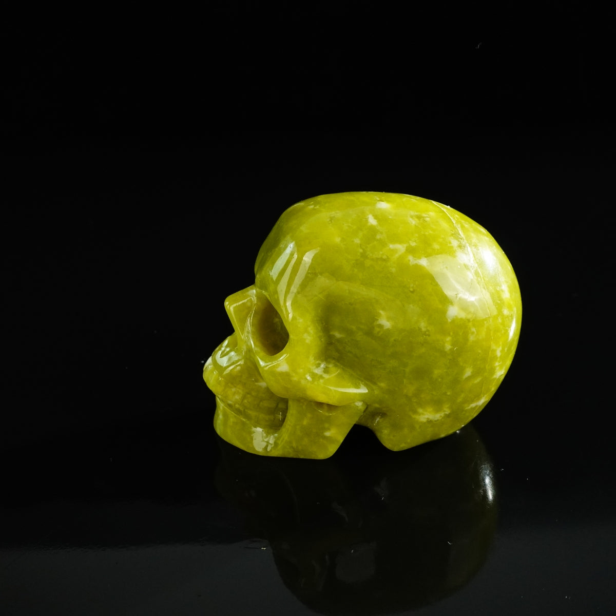 3.0" Serpentine Crystal Skull Carving - Unique Piece #XJ09