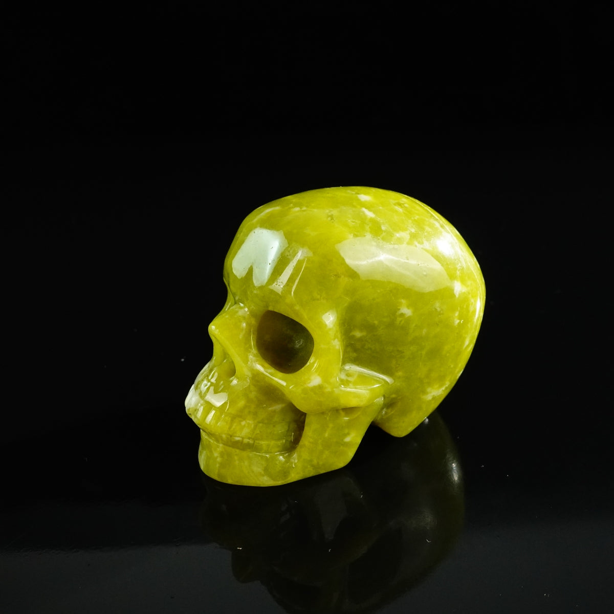 3.0" Serpentine Crystal Skull Carving - Unique Piece #XJ09