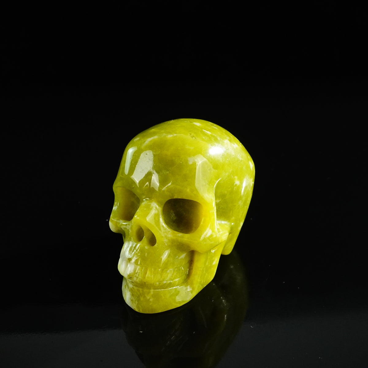 3.0" Serpentine Crystal Skull Carving - Unique Piece #XJ09