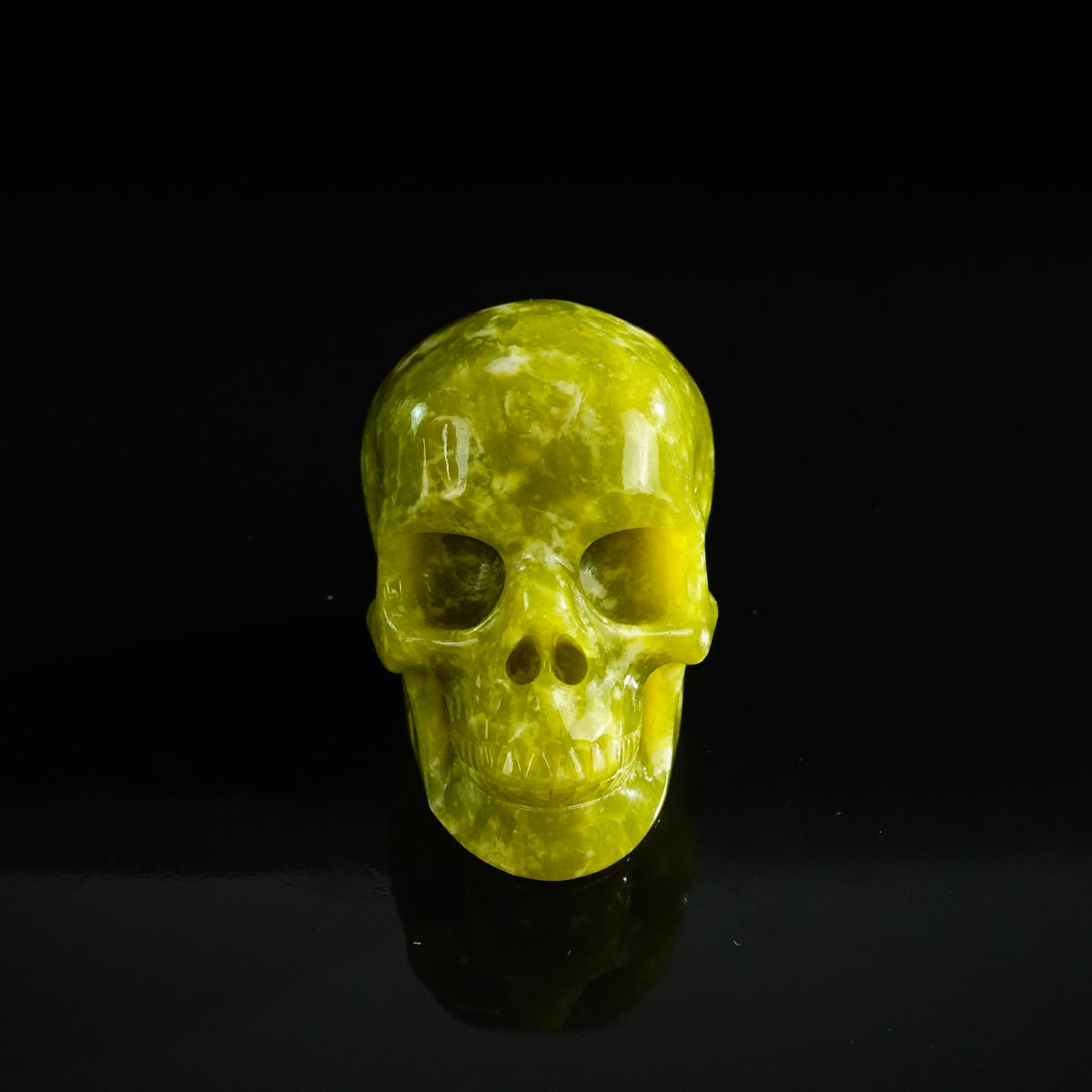 3.0" Serpentine Crystal Skull Carving - Unique Piece #XJ10