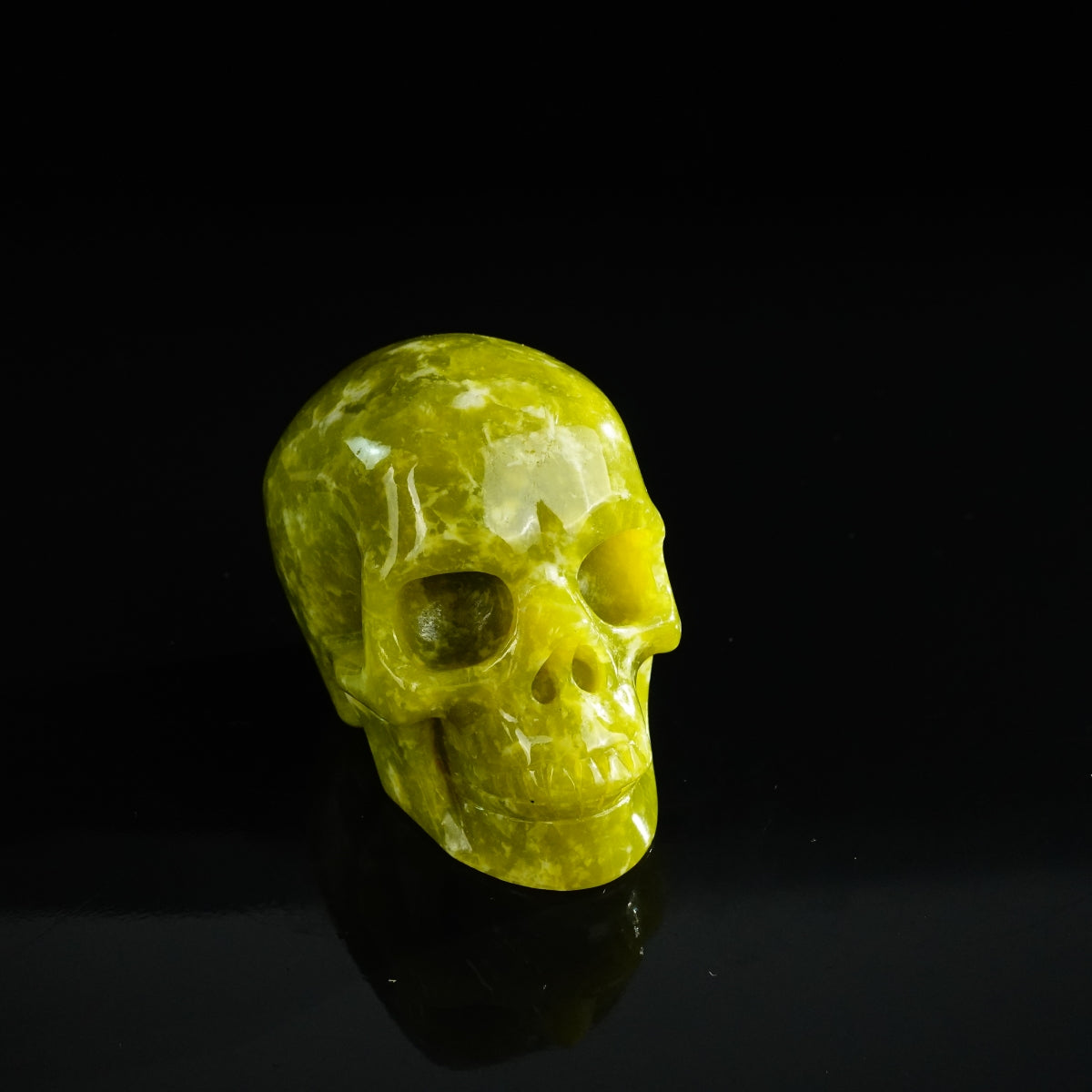 3.0" Serpentine Crystal Skull Carving - Unique Piece #XJ10