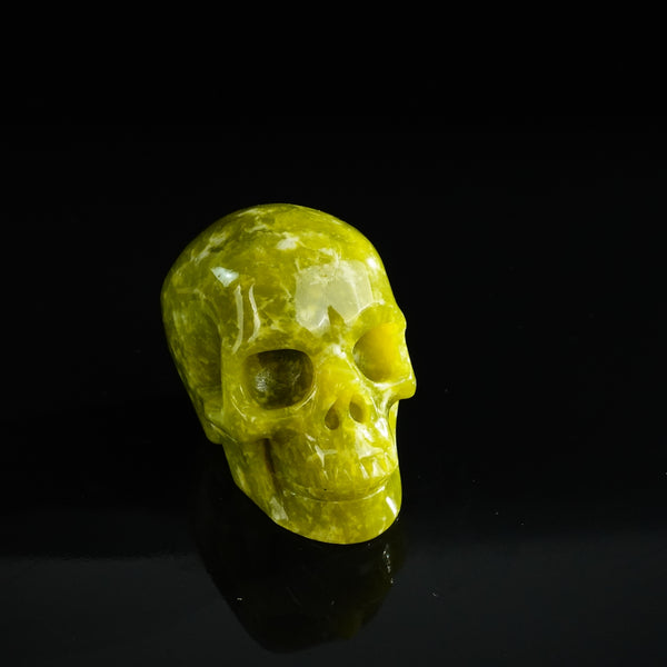 3.0" Serpentine Crystal Skull Carving - Unique Piece #XJ10 - alternate view