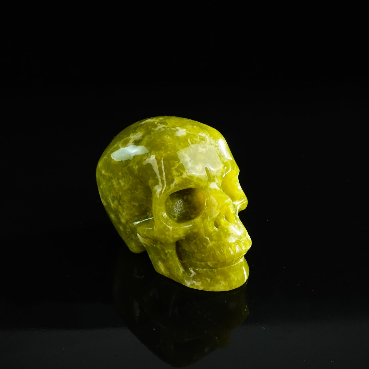3.0" Serpentine Crystal Skull Carving - Unique Piece #XJ10