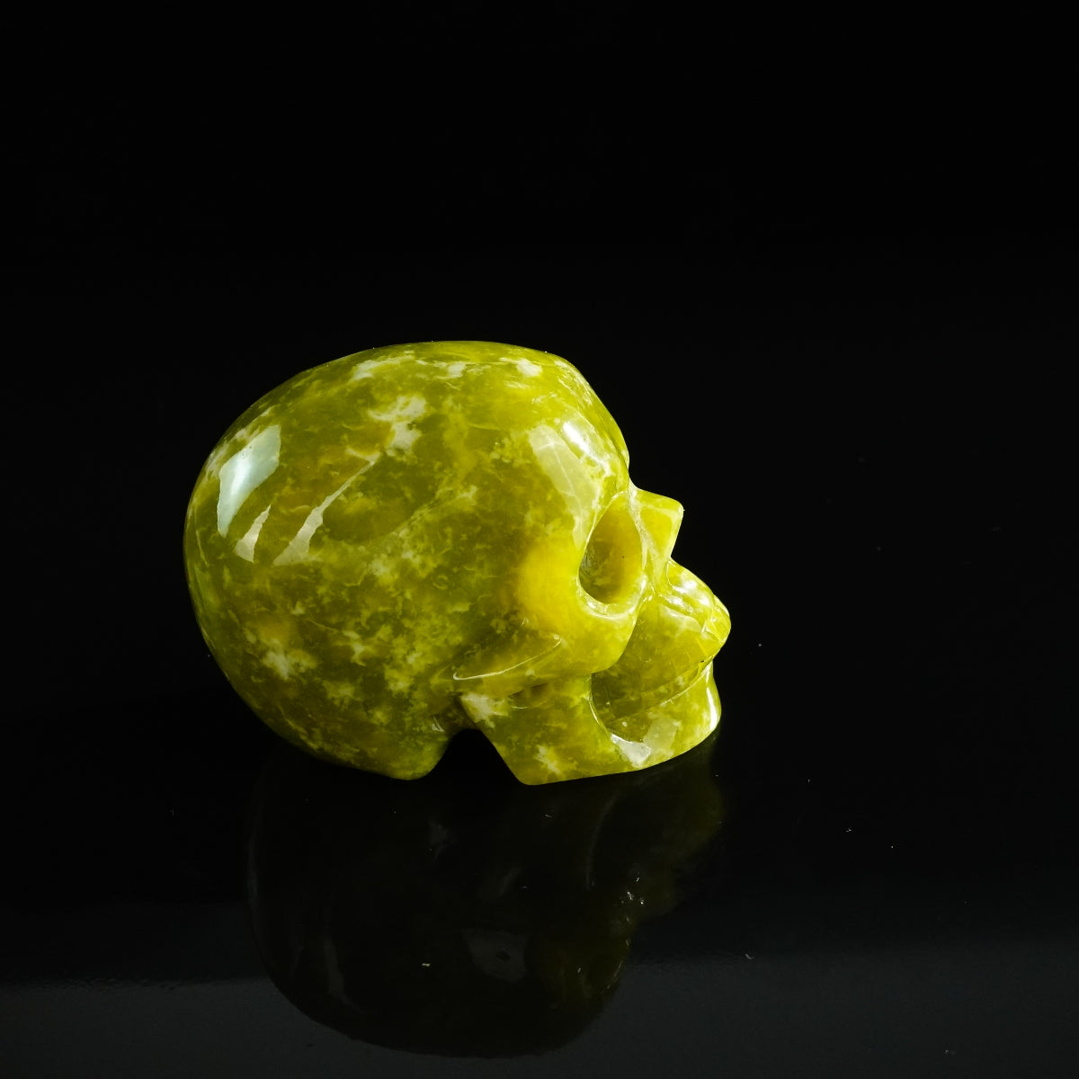 3.0" Serpentine Crystal Skull Carving - Unique Piece #XJ10