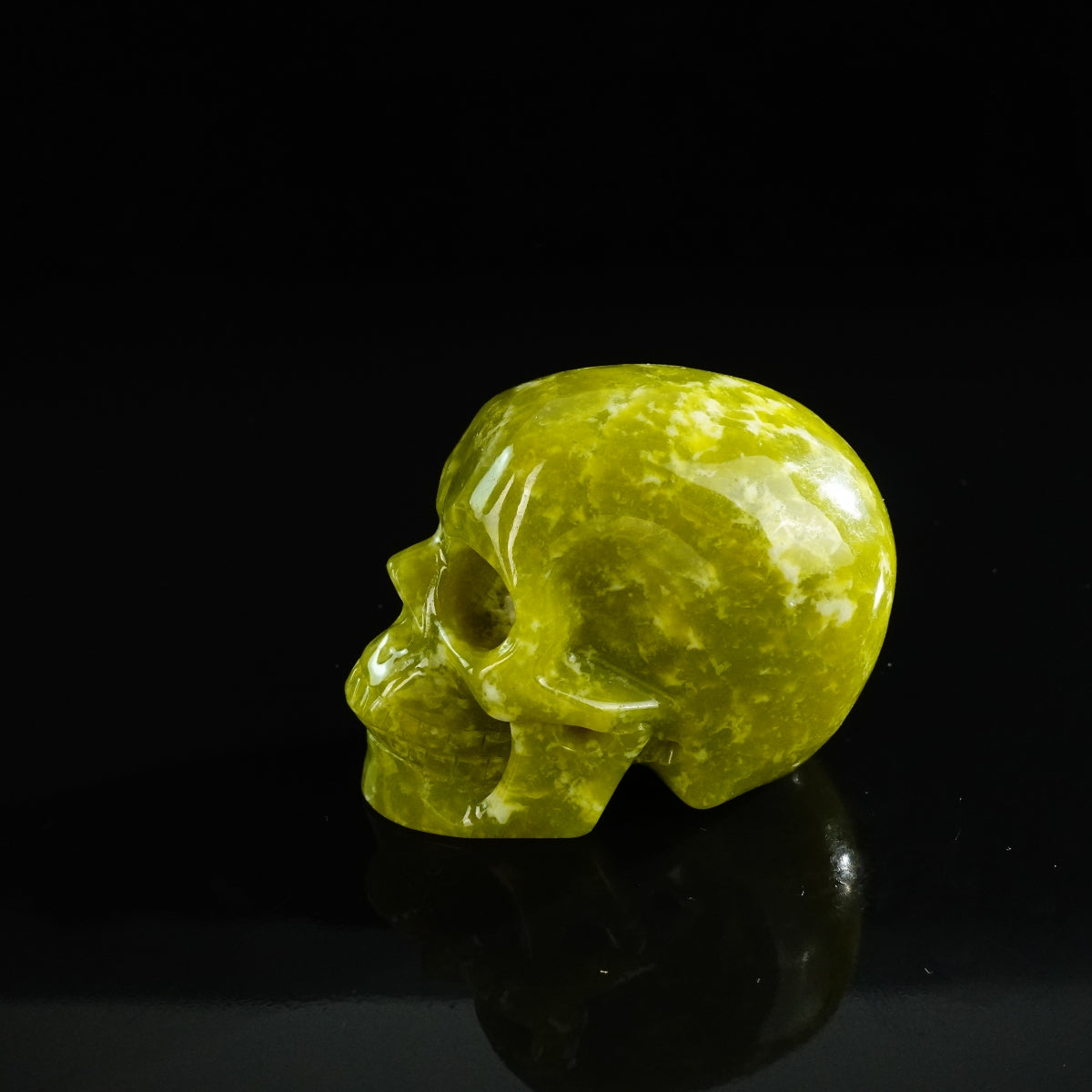 3.0" Serpentine Crystal Skull Carving - Unique Piece #XJ10