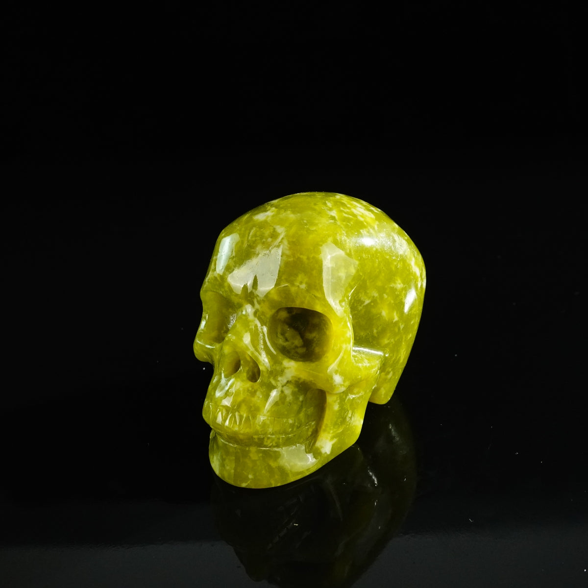 3.0" Serpentine Crystal Skull Carving - Unique Piece #XJ10