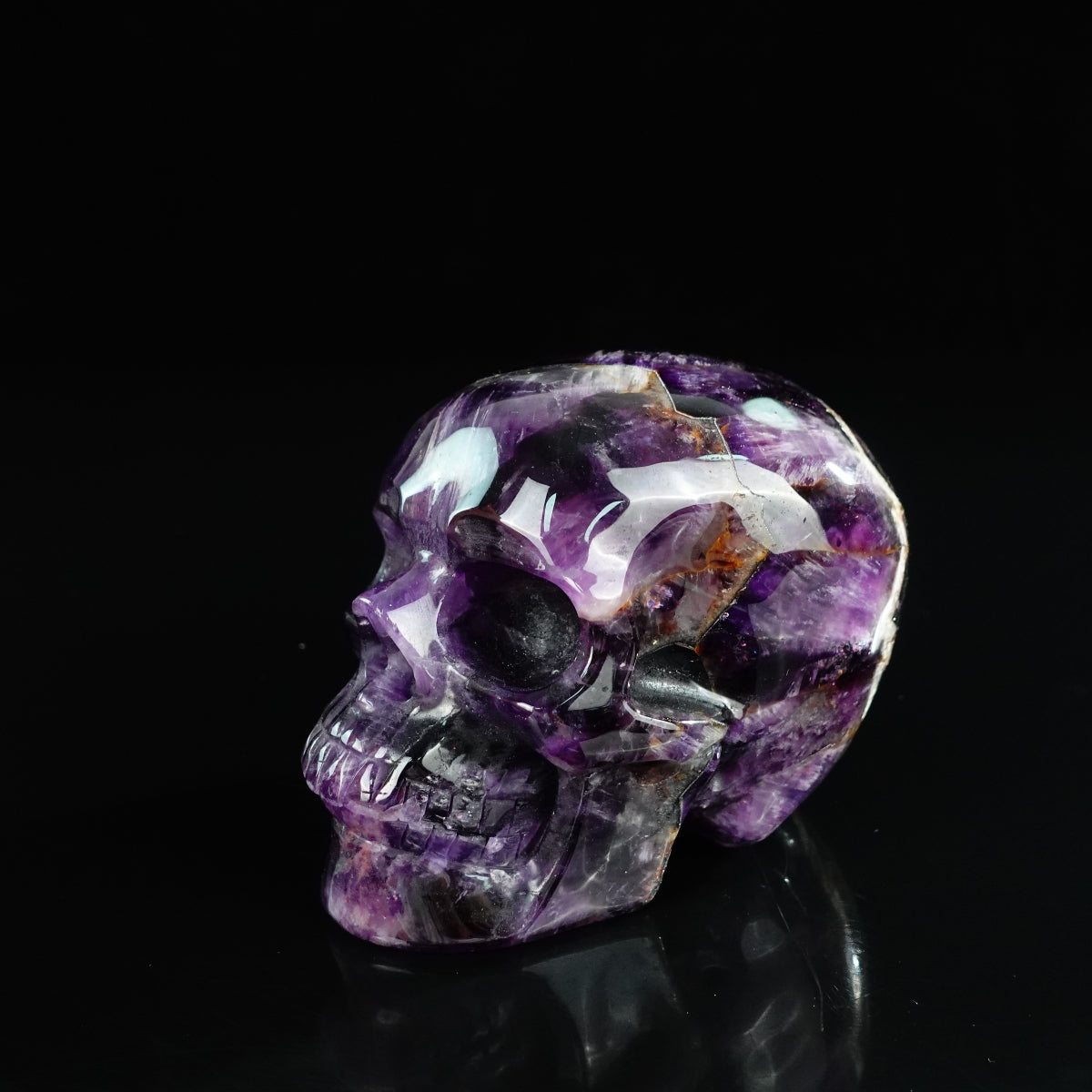4.5" Amethyst Crystal Skull Carving - Unique Piece #AM07