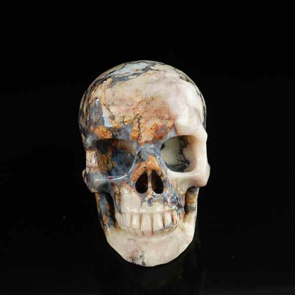 4.5" Blue Flower Agate Crystal Skull Carving - Unique Piece #BF01