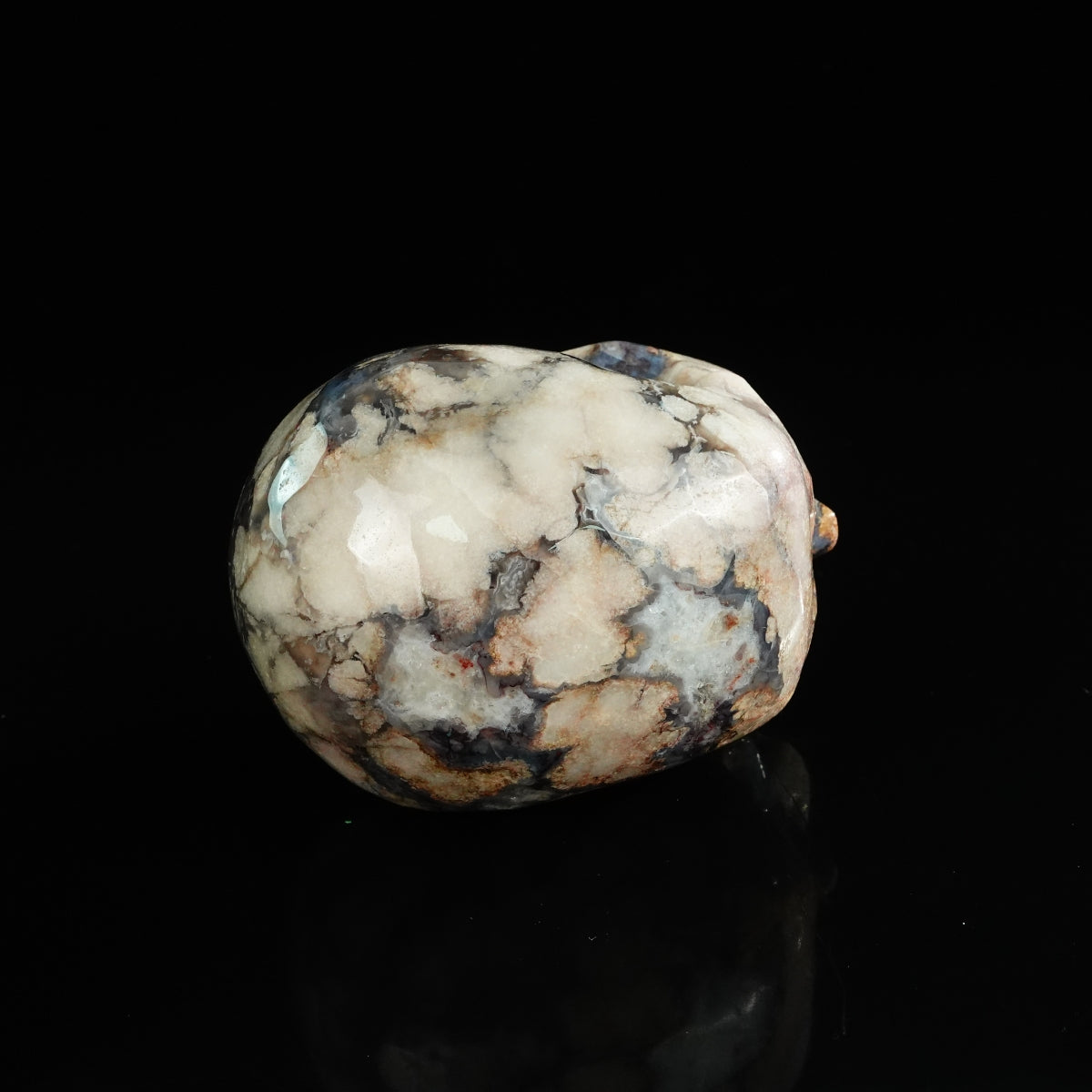 4.5" Blue Flower Agate Crystal Skull Carving - Unique Piece #BF01
