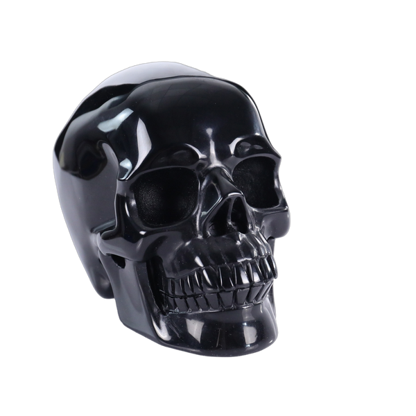 4.5" Black Obsidian Crystal Skull Carving - Hand Carved Decor - alternate view