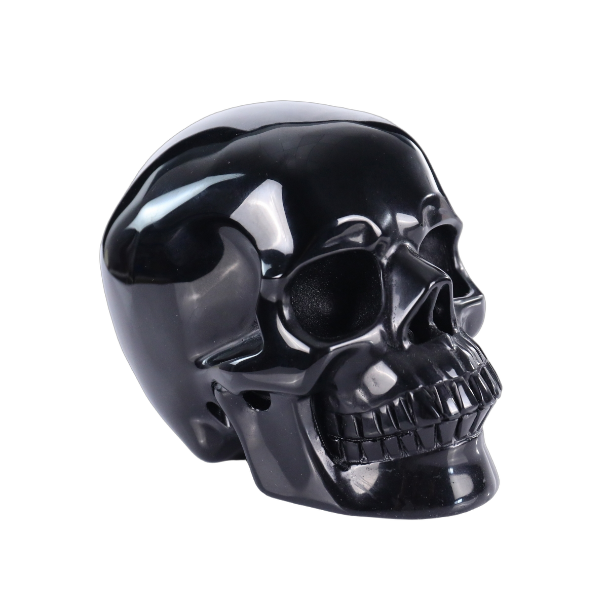 4.5" Black Obsidian Crystal Skull Carving - Hand Carved Decor