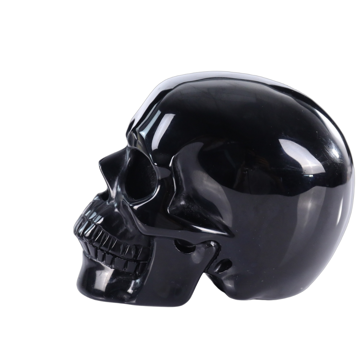 4.5" Black Obsidian Crystal Skull Carving - Hand Carved Decor