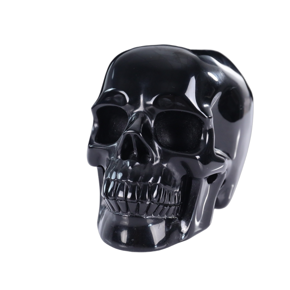 4.5" Black Obsidian Crystal Skull Carving - Hand Carved Decor