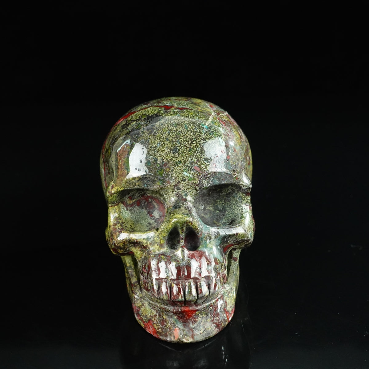 4.5" Dragon Blood Jasper Crystal Skull Carving - Unique Piece #DB01