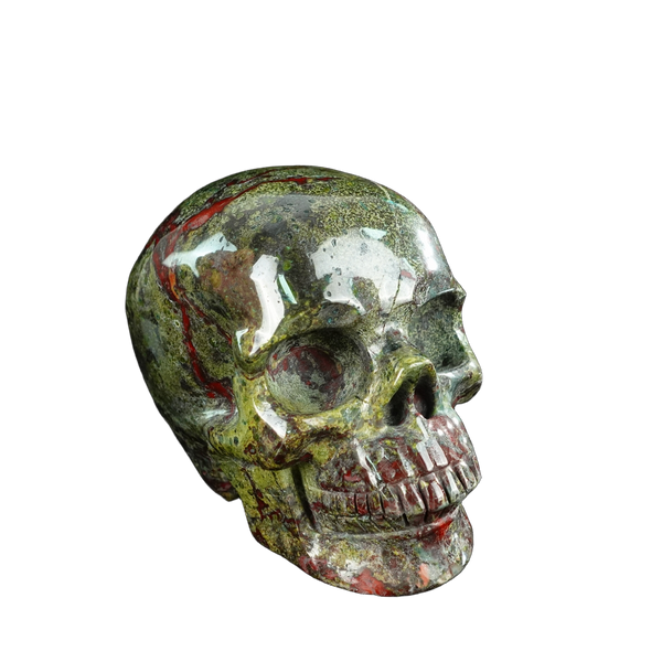 4.5" Dragon Blood Jasper Crystal Skull Carving - Unique Piece #DB01 - alternate view