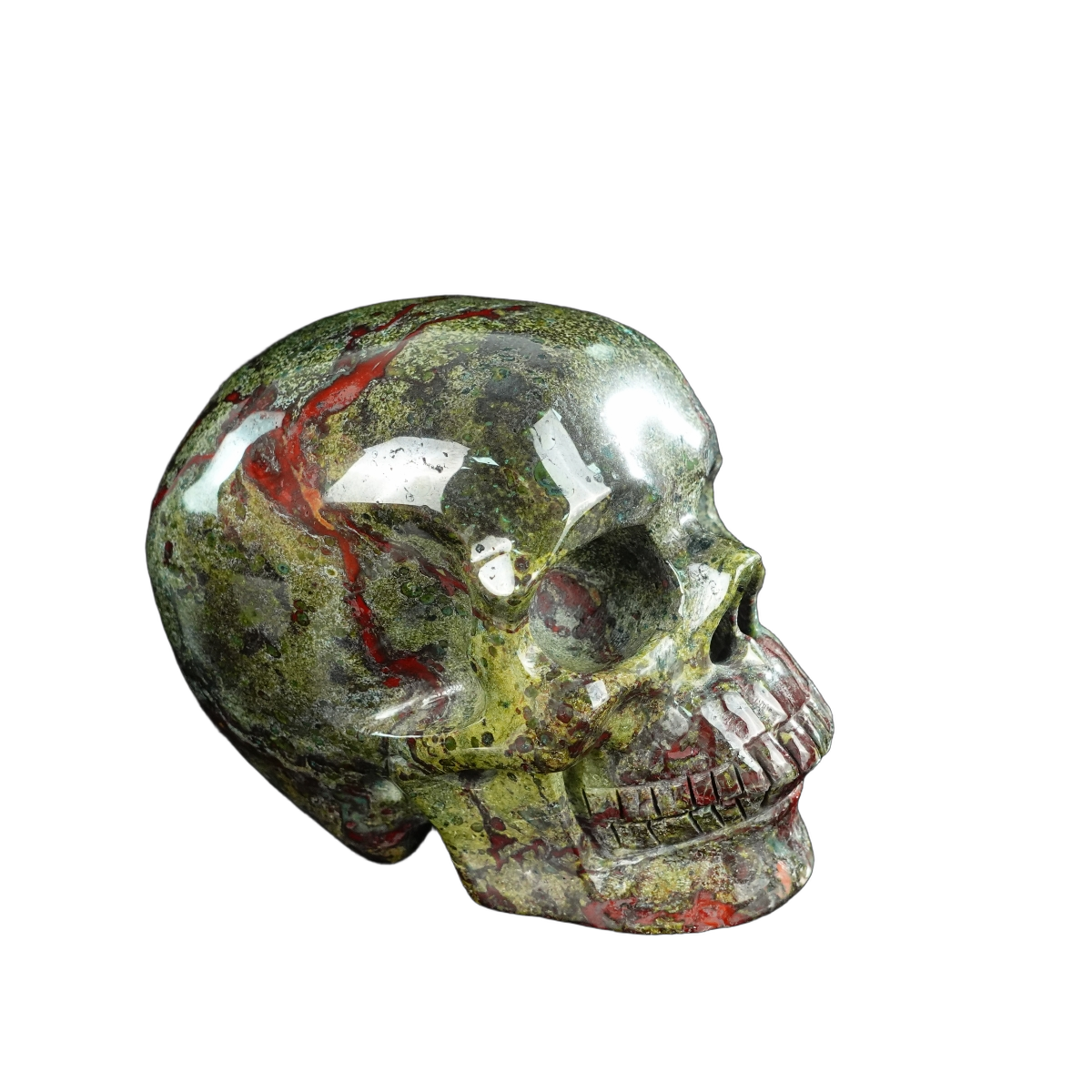 4.5" Dragon Blood Jasper Crystal Skull Carving - Unique Piece #DB01