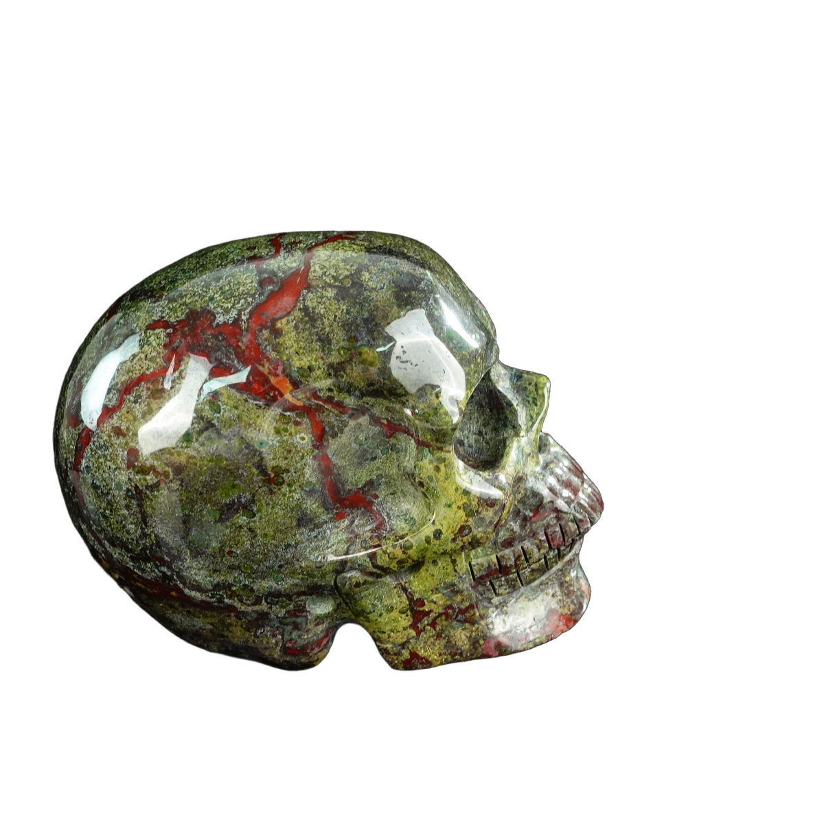 4.5" Dragon Blood Jasper Crystal Skull Carving - Unique Piece #DB01