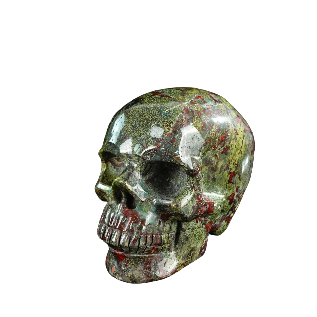 4.5" Dragon Blood Jasper Crystal Skull Carving - Unique Piece #DB01
