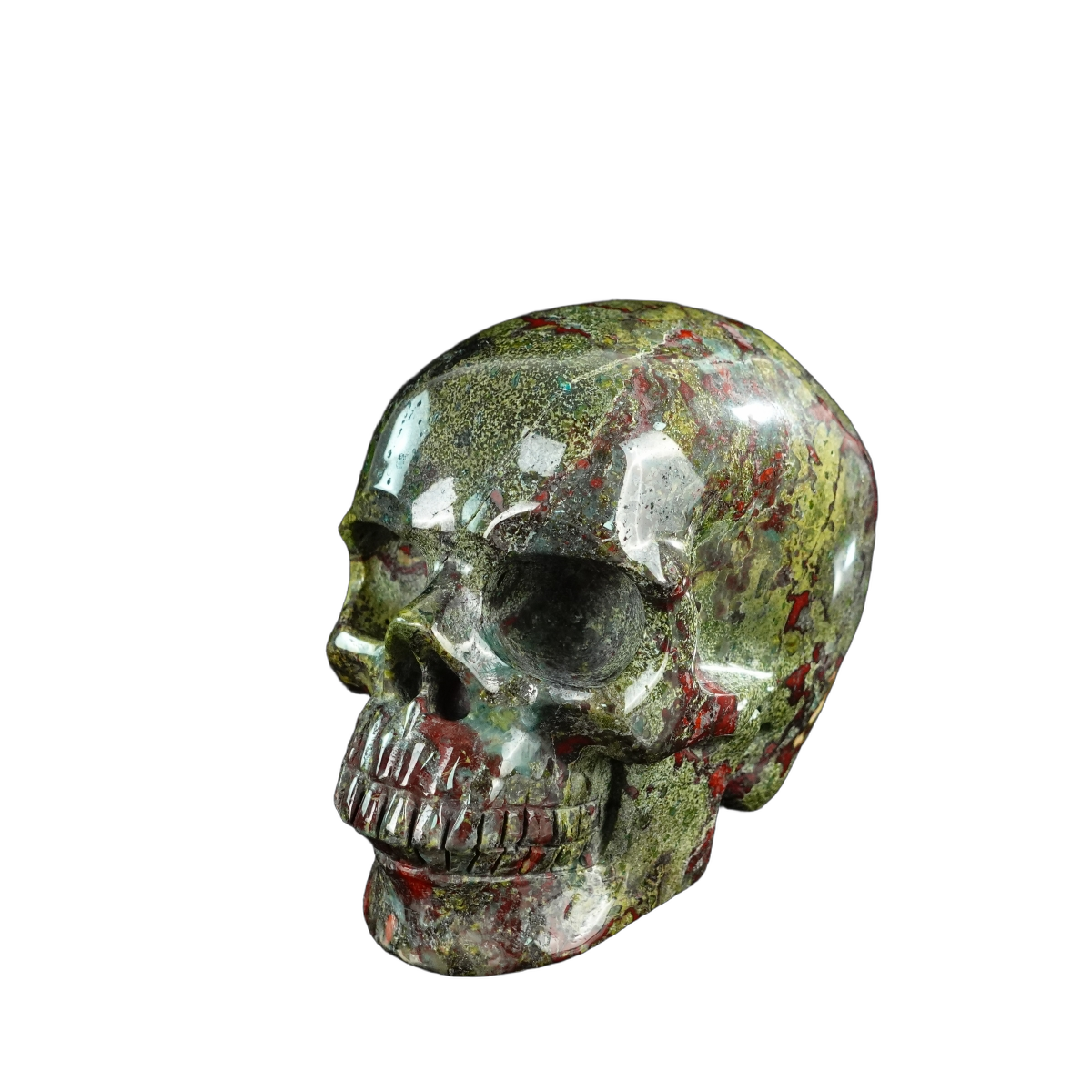 4.5" Dragon Blood Jasper Crystal Skull Carving - Unique Piece #DB01