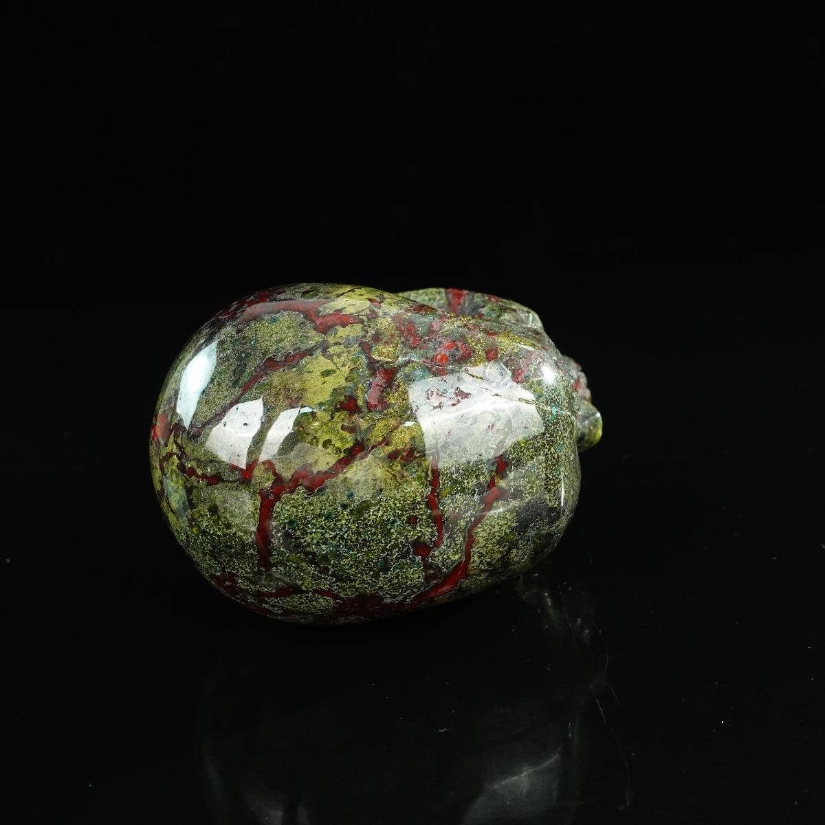 4.5" Dragon Blood Jasper Crystal Skull Carving - Unique Piece #DB01