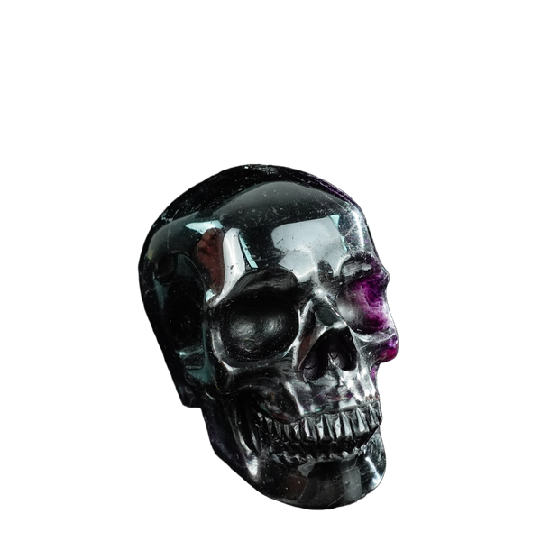 4.5" Fluorite Crystal Skull Carving - Unique Piece #GF01 - alternate view