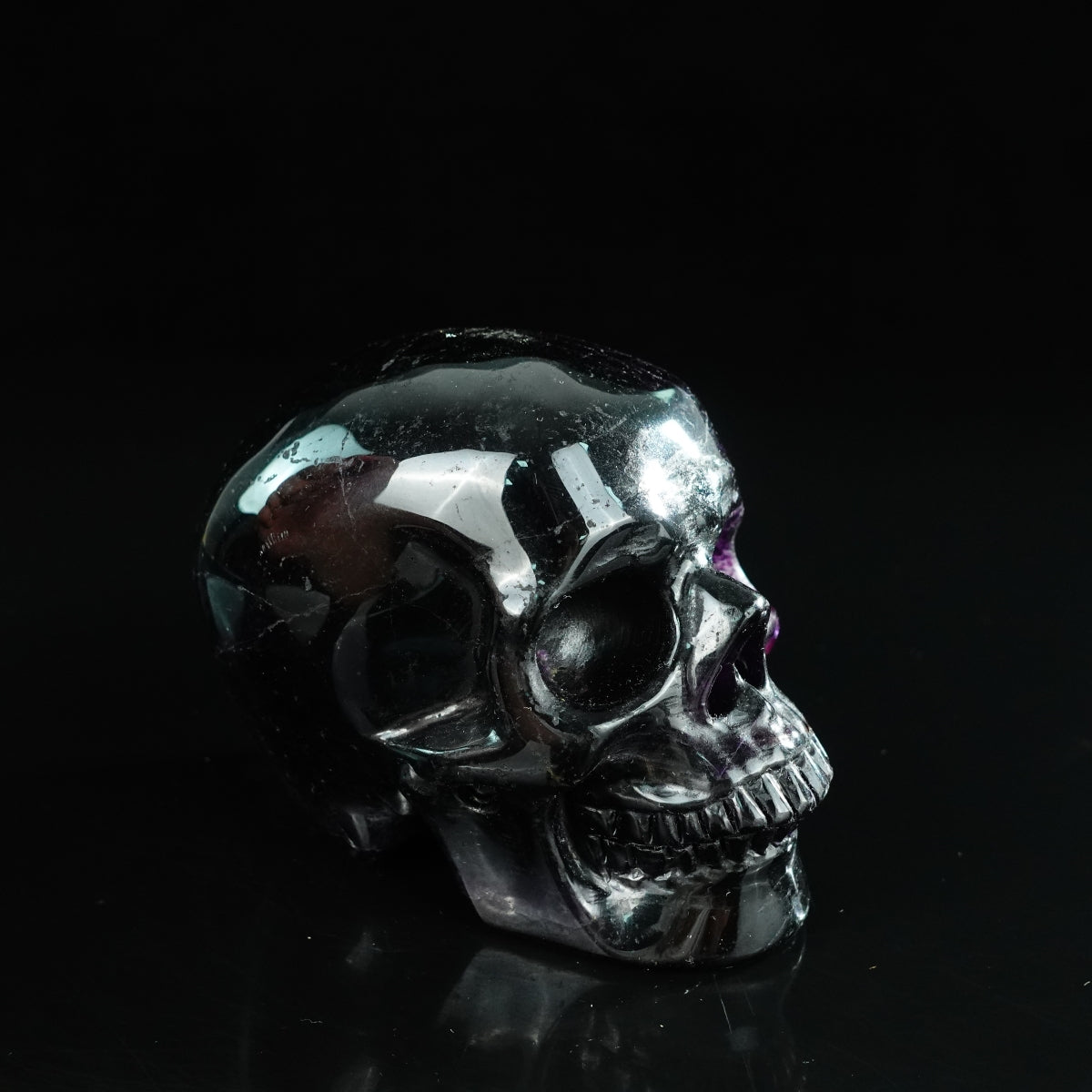 4.5" Fluorite Crystal Skull Carving - Unique Piece #GF01