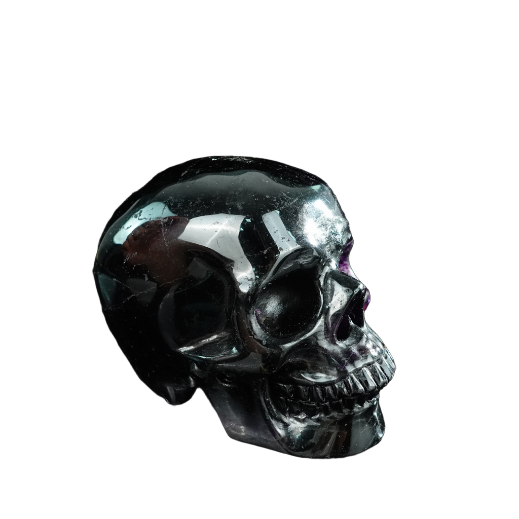 4.5" Fluorite Crystal Skull Carving - Unique Piece #GF01