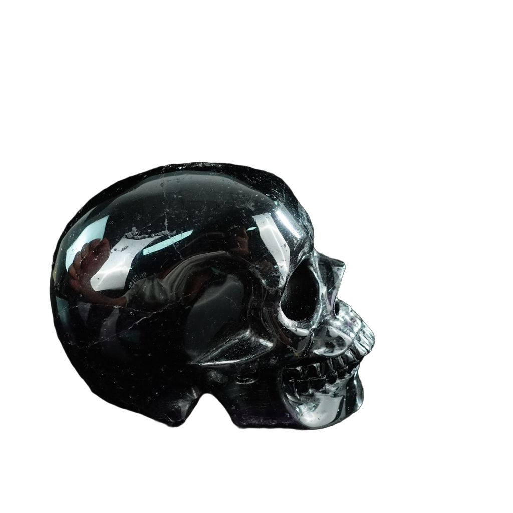 4.5" Fluorite Crystal Skull Carving - Unique Piece #GF01