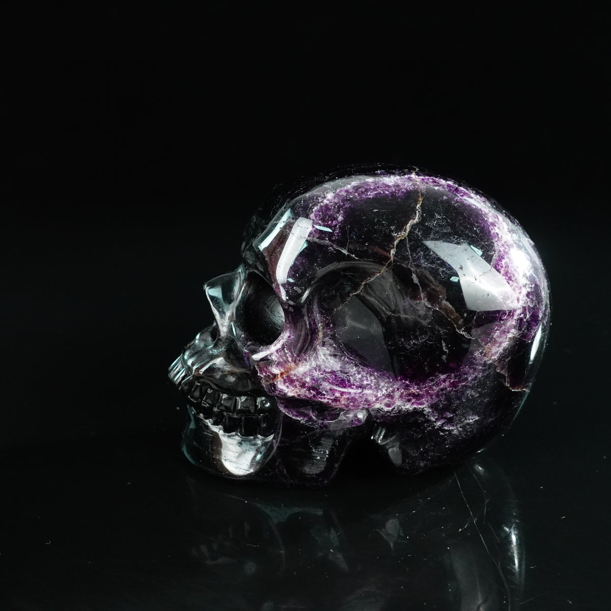 4.5" Fluorite Crystal Skull Carving - Unique Piece #GF01