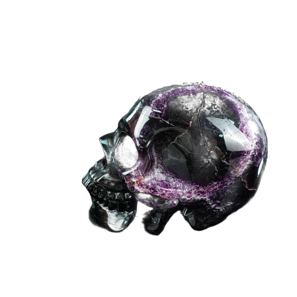4.5" Fluorite Crystal Skull Carving - Unique Piece #GF01
