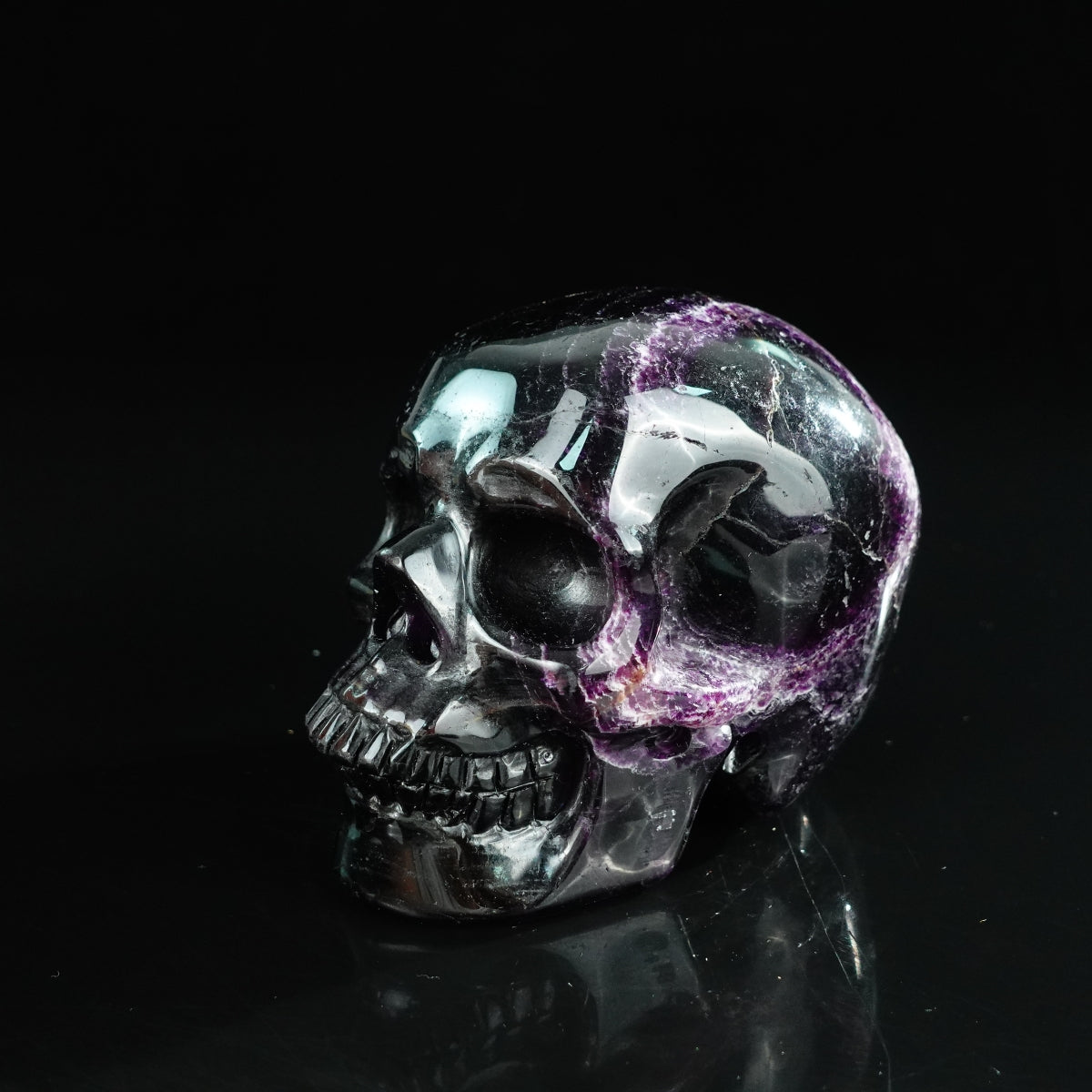 4.5" Fluorite Crystal Skull Carving - Unique Piece #GF01