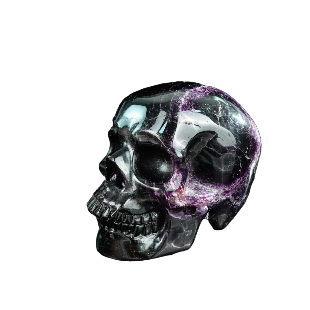4.5" Fluorite Crystal Skull Carving - Unique Piece #GF01